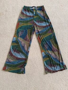 Women's Tropical Leaf Print Wide-Leg Pants